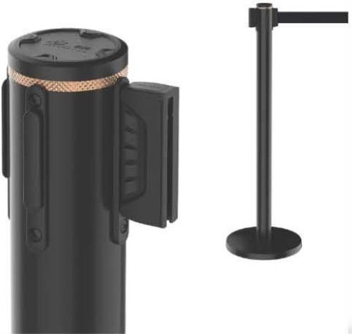 Gloss Black Retractable Belt Barrier Stanchion